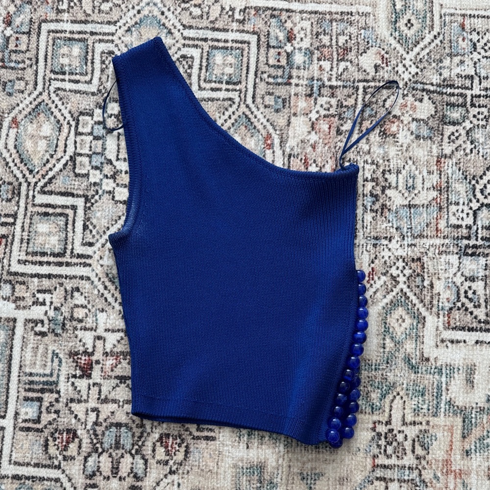 Blue one shoulder top